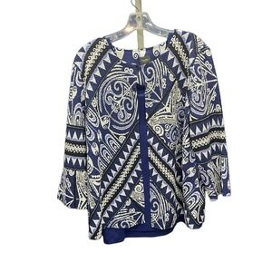 Chico's Travelers Navy Blue White Black Twinset